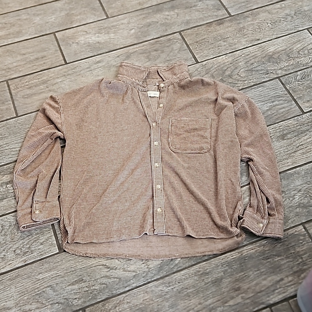 Knit Button Down Shirt Large